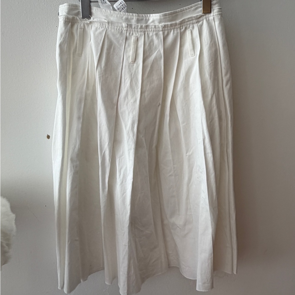 Zara White Pleated Midi Skirt